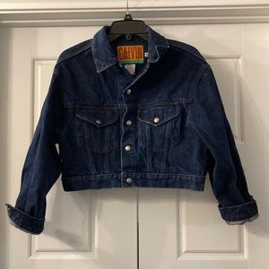 Vintage oversized Calvin Klein rigid 90s cropped jean jacket